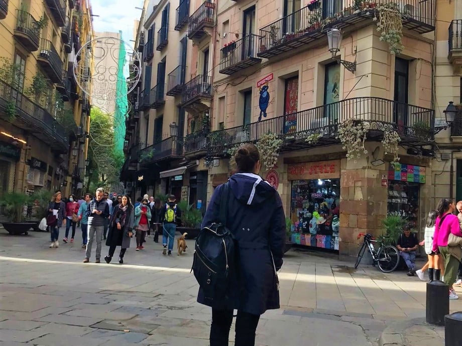 Ekaterina exploring the streets of Barcelona.