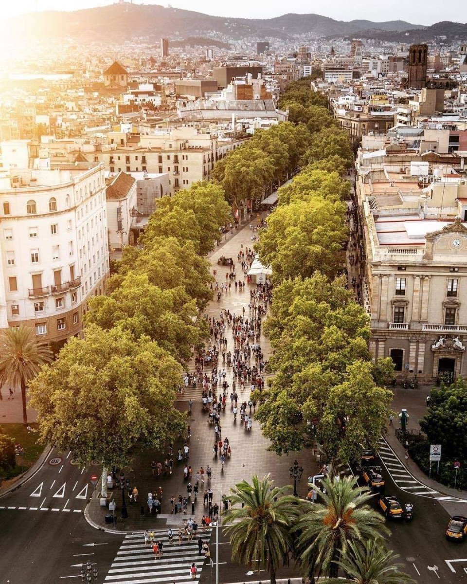 Las Ramblas, from the statue of Christopher Colombus, photo via @msubirats.